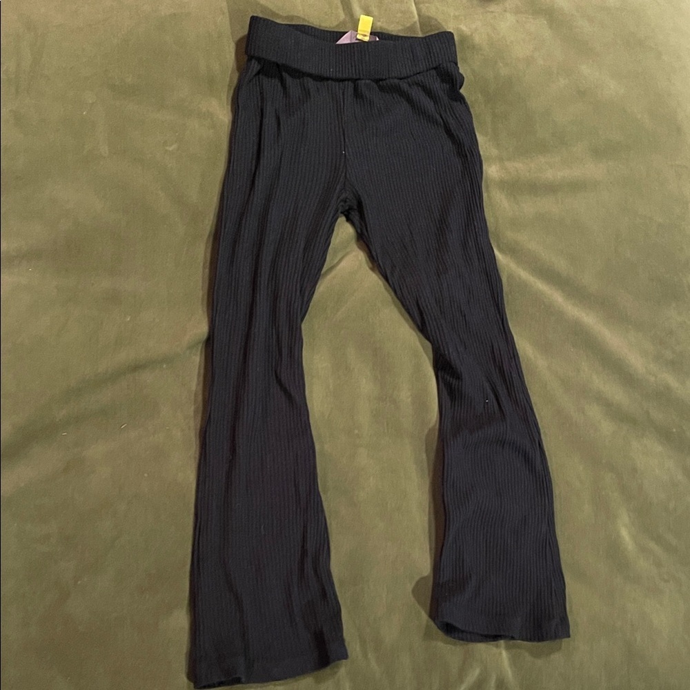 Kids Black Ribbed Pants Size 6-7